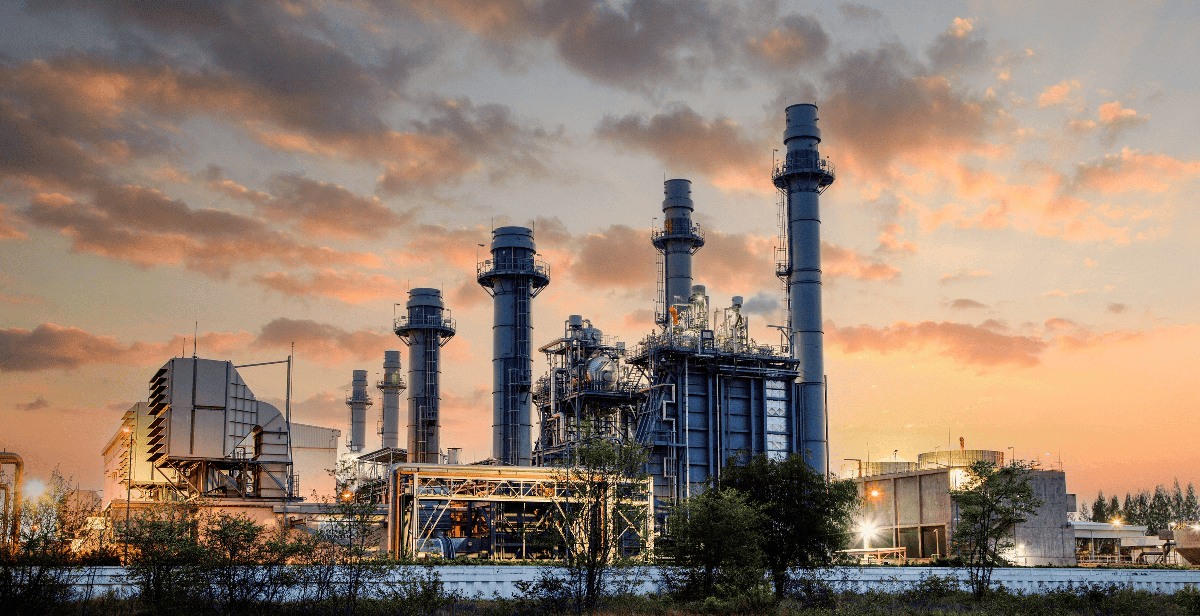Combined Cycle Plant at sunset